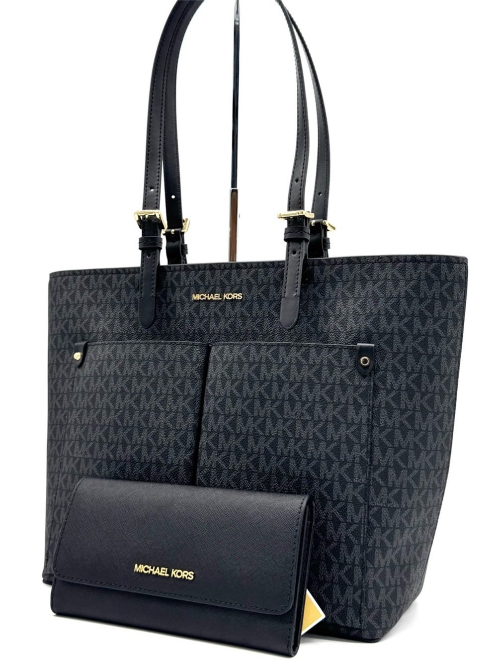 Michael Kors Jet Set Medium Pocket Tote Bag & Matching Trifold Wallet